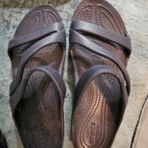 Navy croc sandals